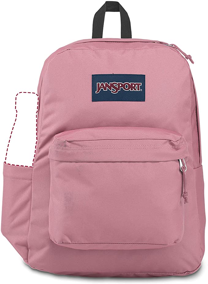 JanSport SuperBreak Backpack - School, Travel, or Work Bookbag with Water Bottle Pocket, Blackberry Mousse