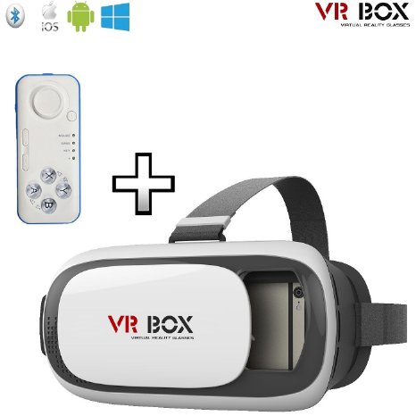 ddLUCK VR BOX II with Universal Wireless Remote Controller VR Virtual Reality 3D Glasses For Smartphones Pack of VR BOX II   Universal Remote Controller