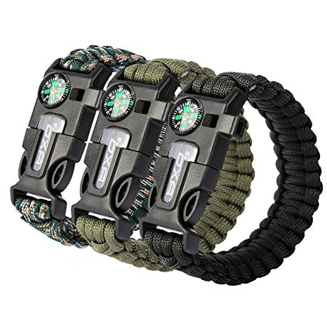 OXA Survival Paracord Bracelet, Emergency Outdoor Paracord Survival Bracelet with Multi Tool - Embedded Compass, Fire Starter, Emergency Knife, Whistle, Rescue Rope for Hiking Traveling