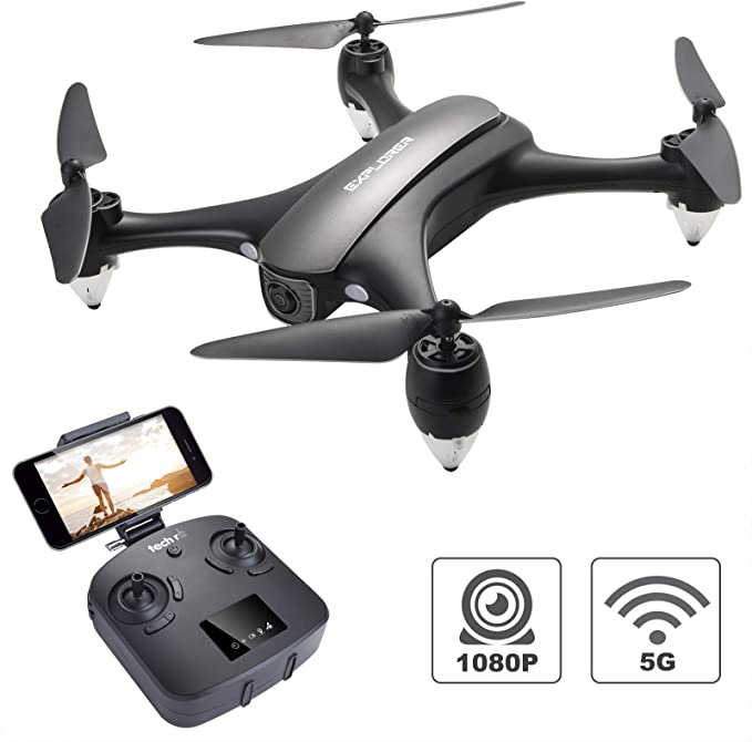 Tech rc GPS Drone FPV RC Drone with Camera 1080P HD WiFi Live Video, Auto Return Home, Headless Mode, Follow Me,Surround Flight,One-Key Flight