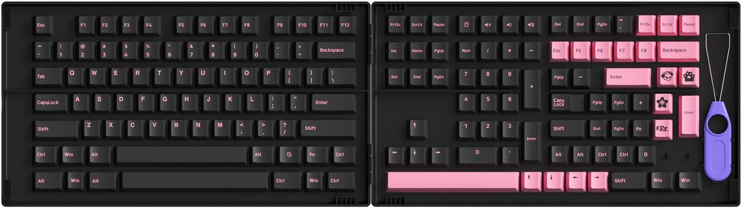 Akko Black&Pink Dancer Version 229-Key Cherry Profile PBT Double-Shot Full Keycap Set for Mechanical Keyboards with Collection Box