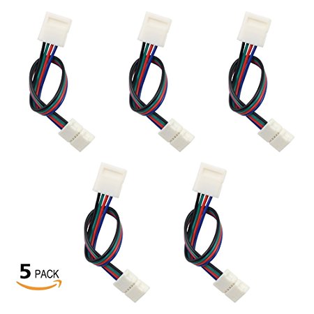 5pcs Pack 10mm 4-conductor LED Strip Connector (Strip to Strip) for 5050 RGB LED Strip Lights