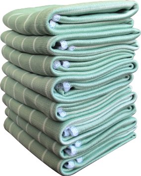 Gryeer Original Bamboo and Microfiber Kitchen Dish Towels, 19x27-Inch, Set of 3 - Green