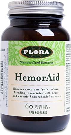 Flora - HemorAid Hemorrhoid Relief | Standardized Herbal Supplement for Hemorrhoid Health | Gluten-Free & Vegetarian (60 Vegetarian Capsules)