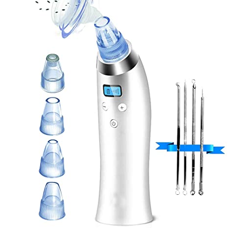 Blackhead Remover Pore Vacuum Cleaner, Unisex Blackhead Acne Whitehead Remover Kit Electric Blackhead Vacuum Comedone Extractor Tool Pore Sucker for face, 5 Adjustable Suction Power and 4 Suction Head