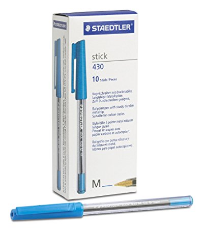 Staedtler Stick 430 M-3 Ballpoint Pen Medium - Blue (Box of 10)