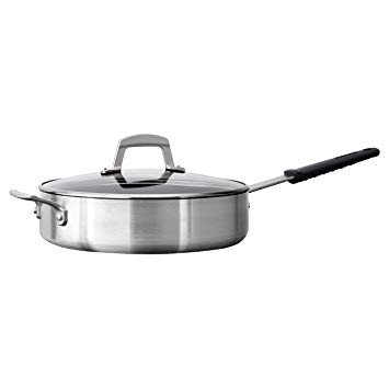 Tramontina 80114/614 Professional Aluminum Nonstick Covered Deep Saute Pan, Glass Lid, 5.5-Quart, Satin Finish, Made in USA, NSF-Certified