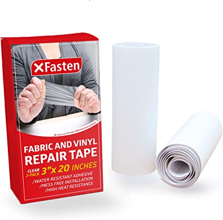 XFasten Fabric and Vinyl Repair Tape, Clear, 3-Inches by 20-Inches (2-Set), Waterproof Vinyl Repair Hole Patch Kit for Tent, Exercise Ball, Kayak, Inflatable Bed, Pool Float, and Airbed Mattress