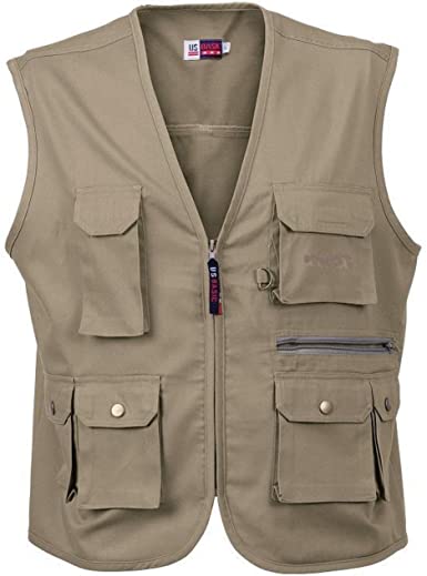 US BASIC Mens Waistcoat Multi-Pocket Bodywarmer Ladies Workwear Fly Fishing Hunting Vest Kahki