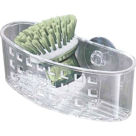 InterDesign Kitchen Sink Suction Holder for Sponges, Scrubbers, Soap - Clear