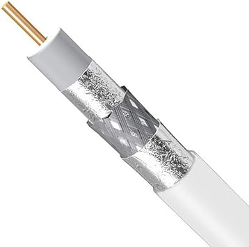 PHAT SATELLITE INTL - RG6 Coaxial Cable, 3X Shields 77% with Enhanced Shielding, 18AWG Solid Core, 75 Ohm, UL ETL, CATV Telecommunication HDTV Audio Video Bulk Coax Coil (1000ft, White)