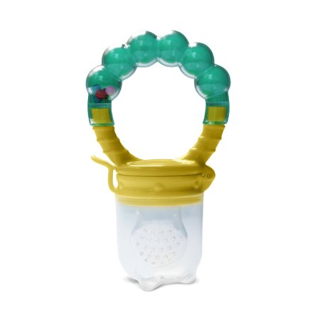 Fresh Food Baby Feeders with Silicon Nipple (Large, Rattle Blue-Yellow)