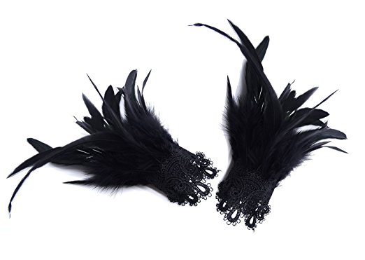 L'vow Real Nature Feather Cuffs For Game Party Halloween Pack Of 2