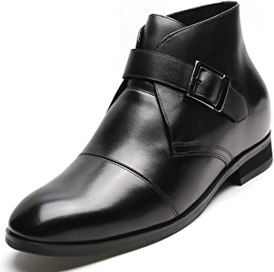 CHAMARIPA Height Increasing Chelsea Boots Black Calf Leather- Men High Heel Shoes 2.76 Inches - H82B42K015D