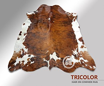 Brindle Tricolor Cowhide Rug XL APPROX 6ft x 8ft 180cm x 240cm - Top Quality from LUXURY COWHIDES