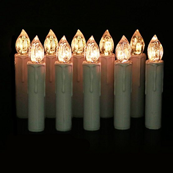 Electric Candles, Flickering LED Tea Light Candles, Dripping Style with Realistic Look, Flameless Candles for Birthday, Wedding, Party, Halloween, and Christmas (Christmas 10Pcs)