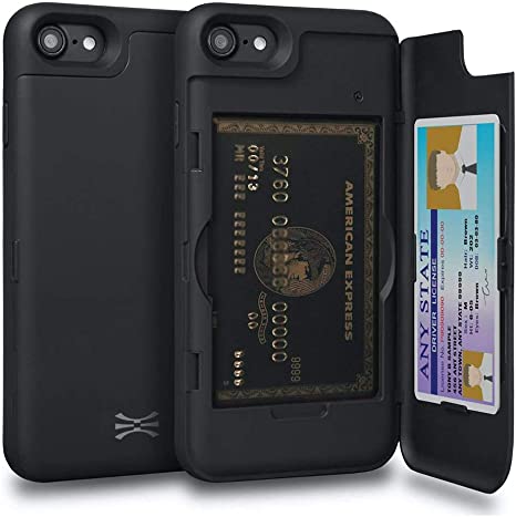 TORU [CX PRO] Wallet Cover Designed for iPhone SE 2022 / iPhone SE 2020 / iPhone 8 / iPhone 7 case with Card Holder & Mirror - Black
