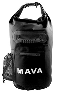 Mava Sports Waterproof Dry Bag – Mobile and Water Bottle pocket, Long Adjustable Shoulder Strap – Roll Top Sack for Adventures, Boating, Canoeing, Rafting, Camping, Snowboarding, Water Sports