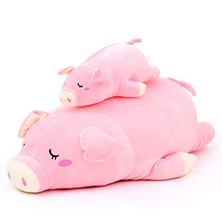 Lazada Plush Pig Stuffed Piggy Super Soft Hugging Pillows for Kids Toys Pink 25"(L)