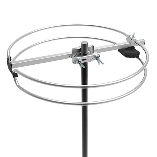 1byone Outdoor Radio Antenna, High Gain Omnidirectional FM Reception Antenna with Round Dipole Design- FM Antenna