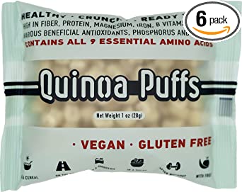 Keen-Wah Quinoa Puffs Cereal 1oz bag (6 bags) immune support Vegan Gluten Free Puffed Quinoa Seeds Healthy Snacks Diabetic High Protein And Fiber Crunchy Croutons No Sugar Snack (6)