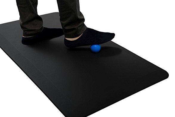 Ergohead Standing Desk Mat - Anti Fatigue Mat With Massage Ball For Stand Up Desks, Ergonomically Engineered, 20" x 39", Black