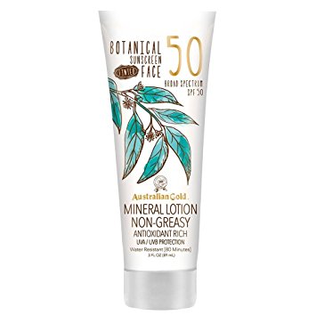 Australian Gold Botanical Sunscreen SPF 50 Tinted Face Mineral Lotion, 3 Fl Oz