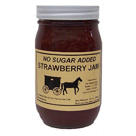 Amish Strawberry Jam - No Sugar Added - Two 16 Oz Jars
