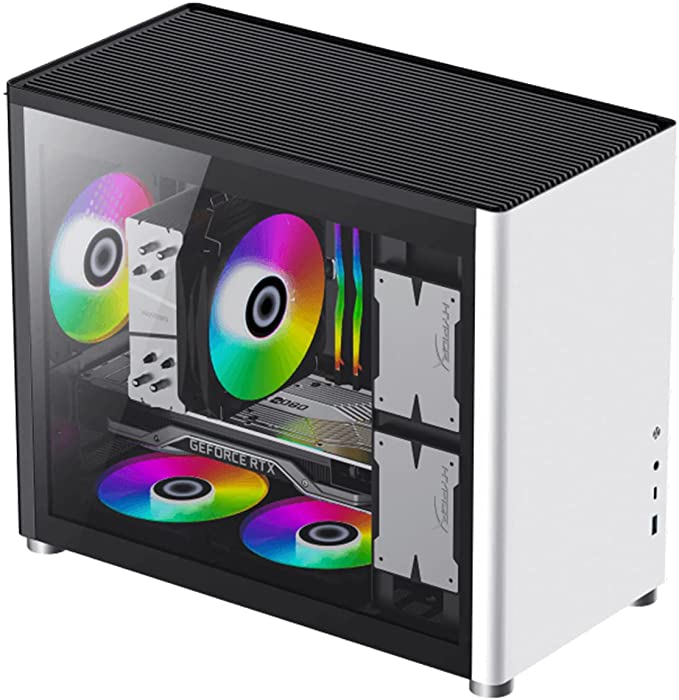 GAMEMAX Micro-ATX Tower Computer Case with Removable Dust-Proof Filter, Dual Tempered Glass Side Panels, PC Gaming Chassis (Spark-White)