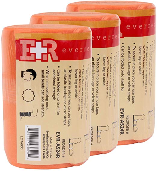 Ever Ready First Aid Universal Aluminum Splint, 24 Inch Rolled - 3 Pack