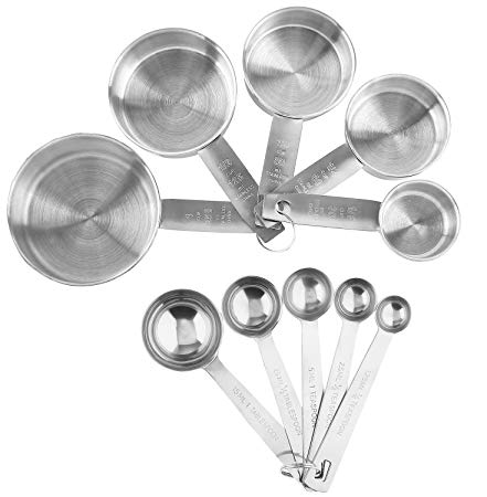 Stainless Steel Measuring Cups And Measuring Spoons 10-Piece Set, 5 Cups And 5 Spoons (2)