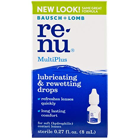 Bausch   Lomb ReNu MultiPlus Lubricating and Rewetting Soft Eye Contact Lens Drops 0.27 Fluid Ounces