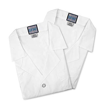 Set of 2 White Unisex Lab Coats. Three Outside Pockets and an Inner Pocket. Length 41” (2 Extra Large)