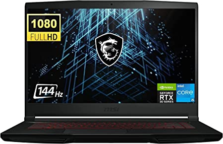 MSI 15.6" FHD 144Hz Gaming Laptop, Intel Core i5-11400H Processor, NVIDIA GeForce RTX 3050, 16GB DDR4 RAM, 256GB PCIe SSD, WiFi, Webcam, Backlit Keyboard, Windows 11 Home, Black