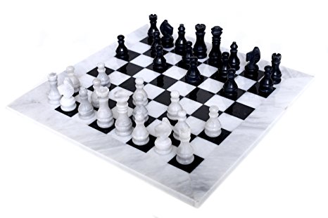 RADICALn 16 Inches Large Handmade White and Black Weighted Marble Full Chess Game Set Staunton and Ambassador Style Marble Tournament Chess Sets -Non Wooden -Non Magnetic -No Digital Dgt -Not Chinese