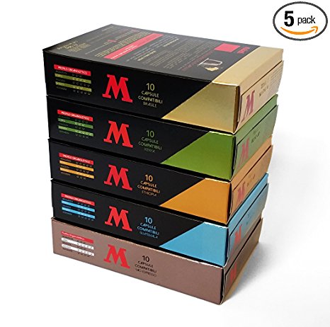 Musetti Coffee - Variety Pack 4 1 (50) - Nespresso Capsules Compatible - Brazil, Kenya, Ethiopia, Guatemala, Mio Espresso