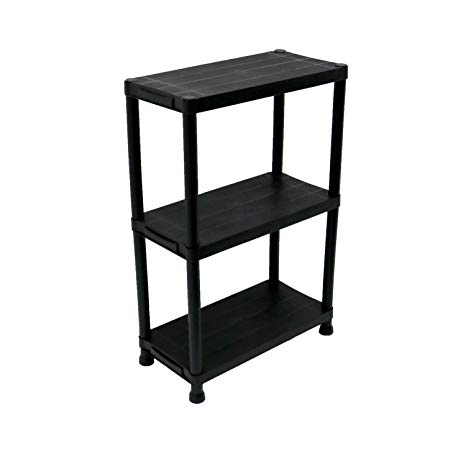 Oypla 3 Tier Black Plastic Heavy Duty Shelving Racking Storage Unit