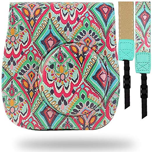 Katia Camera Case Bag Compatible for Fujifilm Instax Mini 9 Instant Camera, Also Compatible for Fujifilm Instax Mini 8 Instant Film Camera, with Accessories Pocket and Strap - Bohemian