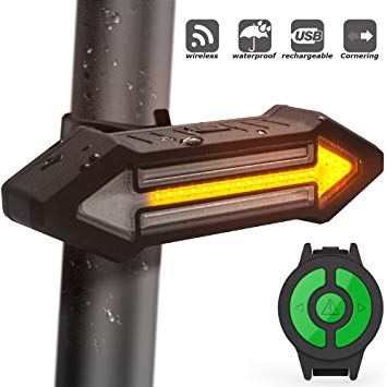 Bike Tail Light, HAHAKEE Bicycle Rear Light, Wireless Remote Control with 4 Different Turning Lights, Waterproof & USB Rechargeable, 500 Lumen LED, Easy Installation for Cycling Safety Warning Light