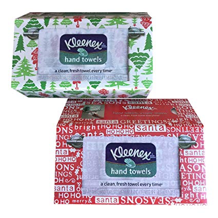 Kleenex Disposable Hand Towels, White, 55 ct, Holiday Design (12 pk)