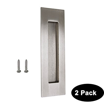 6 in Rectangular Recessed Sliding Door Handles Finger Pulls Flush 304# Stainless Steel 2 Pack