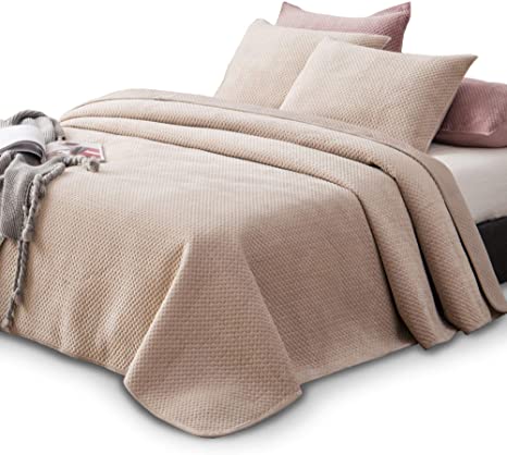 Kasentex Plush Poly-Velvet Lavish Design Quilt Set with Brushed Microfiber - Luxurious Bedding Soft & Warm Coverlet - Machine Washable Coverlet (Birch Sand, Queen   2 Shams)