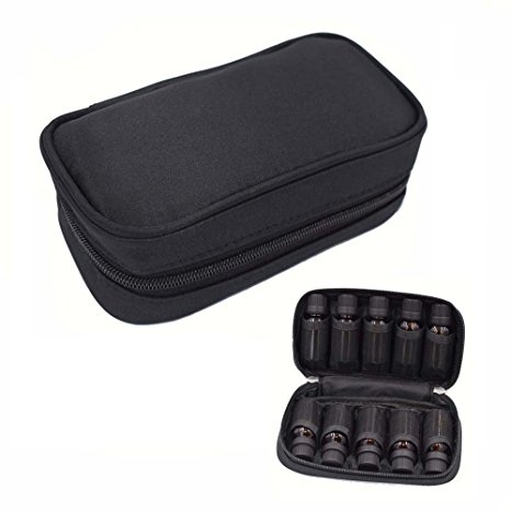 10 Bottles Essential Oil Carrying Case Holds for 5ml 10ml and 15ml Storage Bag(Purple,Black,Rose,Blue) (Black)