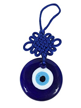Blue Evil Eye Mystic Knot Protection Glass Charm Amulet Turkish 2"