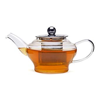 Teabox Neo Glass Teapot with Removable Stainless Steel Infuser and Lid for Loose Leaf Tea | Microwave-safe Borosilicate Glass Tea Pots | 450 ml