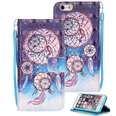 iPhone 6s Case, iPhone 6 Case, iPhone 6/6s Wallet Case, Etubby [Wallet Stand] PU Leather 3D Painted Flip Protective Case with Card Slots and Wrist Strap for Apple iPhone 6 6s 4.7" - Dreamcatcher