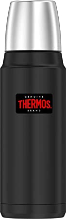 Thermos Vacuum Insulated Compact Stainless Steel Beverage Bottle (stainless steel, 16 Ounce, Black)