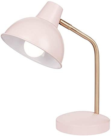 Globe Electric Novogratz x Globe Robin 15" Desk Lamp, Arm, Clear Cord, in-Line On/Off Switch 67339, Matte Rose with Gold