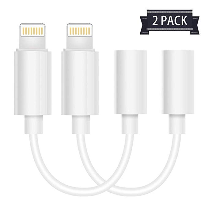 Headphone Adaptor for Phone Adaptor to 3.5mm Converter Earphone Adaptor for Phone 7/7 Plus Accessories Headphone Cable Splitter Audio Jack Headphone Cable Earbud Adapter Support iOS (White)