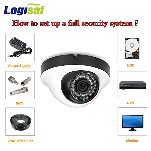 Logisaf AHD 720P Security Dome Camera CCTV Surveillance IR Day and Night Vision 3.6mm Lens
